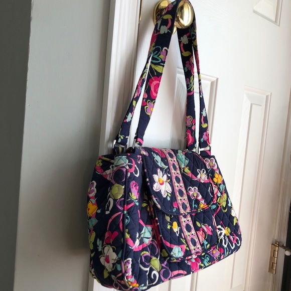 🌺Vera Bradley Ribbons Navy Blue Pattern Shoulder Bag🌺 - Picture 9 of 12